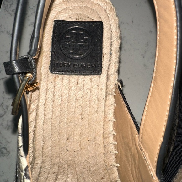 Tory Burch Espadrilles High Platform Black and Snake Skin color sz 8.5 (8 1/2) - Picture 5 of 16